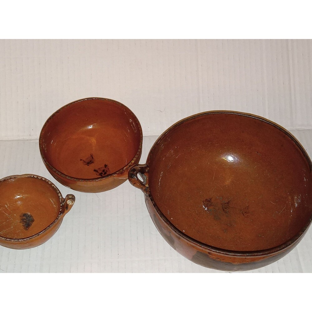 Antique?  Red clay handmade pot and bowls